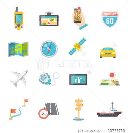 Navigation icons flat - Stock Illustration [13777733] - PIXTA