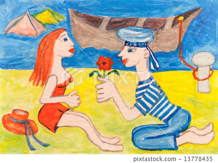 Knelling man courtship a beautiful woman 13778435