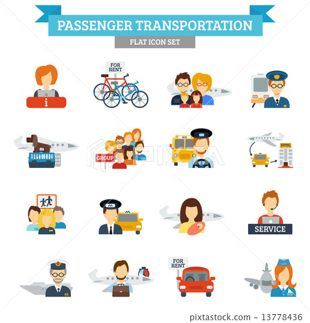 插图素材: passenger transportation icon flat