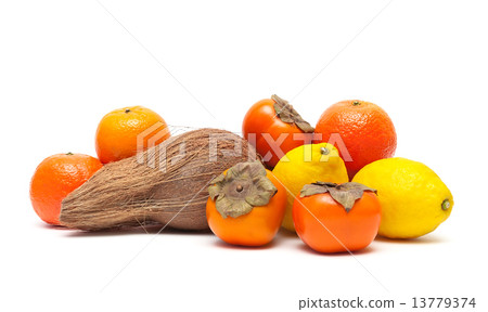 fresh fruits and coconut isolated on white background fresh fruits and coconut isolated on white background 13779374