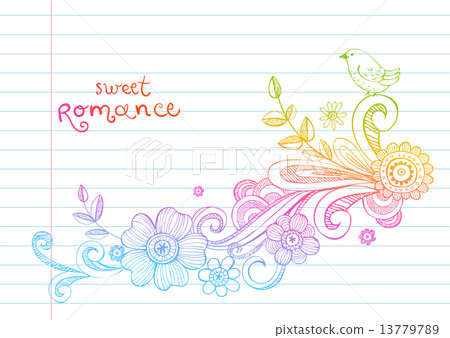 Hand-Drawn Sketch floral composition. Hand-Drawn Sketch floral composition. 13779789