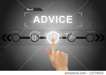 hand clicking advice button on a screen interface 13779833