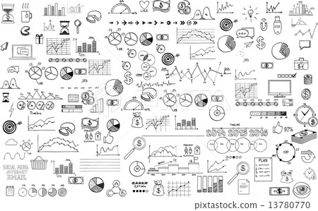 infographics collection hand drawn doodle sketch business ecomomic finance elements 13780770