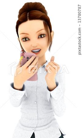 Woman using 3D smartphone 3DCG illustration material Woman using 3D smartphone 3DCG illustration material 13780787