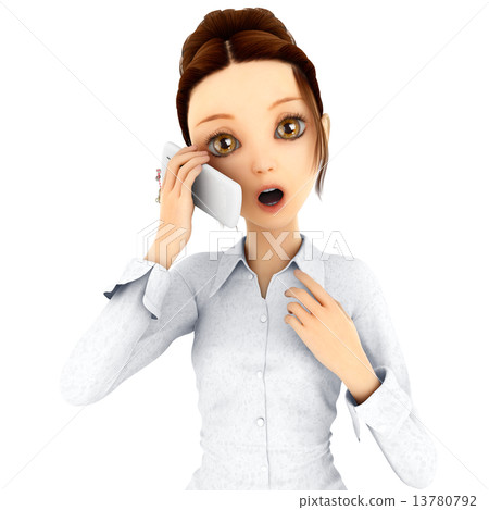 女性3DCG例證材料叫在智能手機 女性3DCG例證材料叫在智能手機 13780792