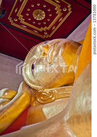 Close up golden reclining Buddha in Thailand 13781000