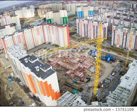 Bird's eye view on construction site in Tyumen 13781109