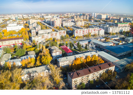 Tyumen city quarters from helicopter. Russia 13781112