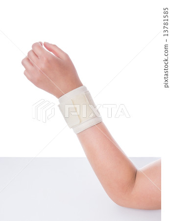 Damaged wrist. Orthopedic bandage is imposed. 13781585