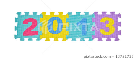 The year 2013 made of number puzzle isolated on white background The year 2013 made of number puzzle isolated on white background 13781735