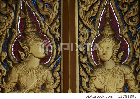 Thai Temple Front Door Decoration 13781893