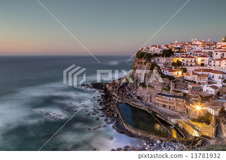 Portuguese maritime town Azenhas do Mar. At sunset. 13781932