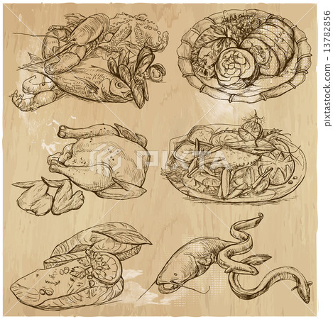 Food around the World, hand drawn vector set Food around the World, hand drawn vector set 13782856