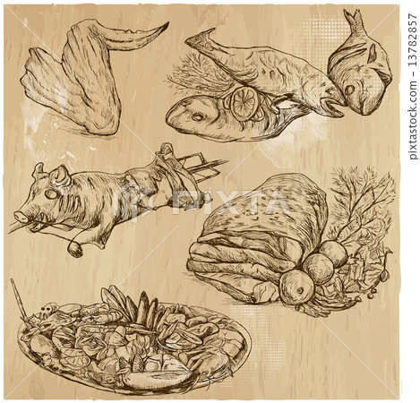 Food around the World, hand drawn vector set Food around the World, hand drawn vector set 13782857