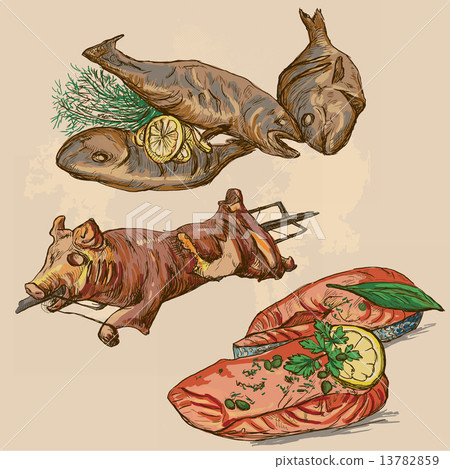 Food around the World, hand drawn and colored vector Food around the World, hand drawn and colored vector 13782859