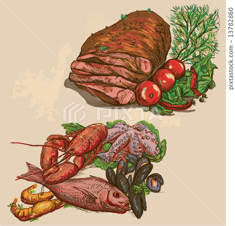 Food around the World, hand drawn and colored vector Food around the World, hand drawn and colored vector 13782860