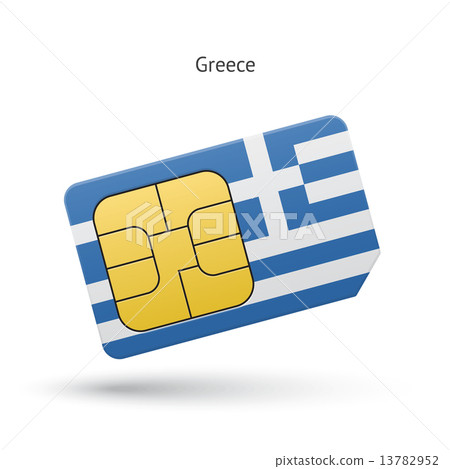 Greece mobile phone sim card with flag. Greece mobile phone sim card with flag. 13782952