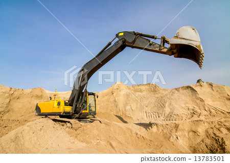 Yellow Excavator at Construction Site Yellow Excavator at Construction Site 13783501