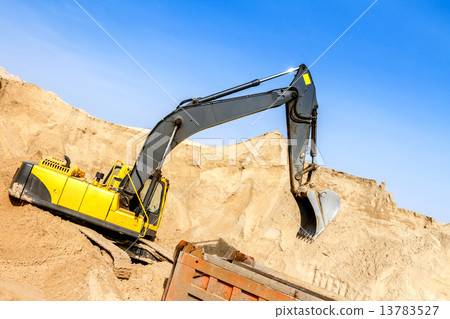 Excavator Loading Dumper Truck Excavator Loading Dumper Truck 13783527