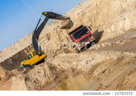 Excavator Loading Dumper Truck 13783555