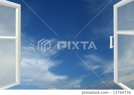 opened window to the blue heaven 13784736