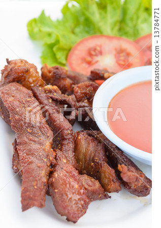 Fried pork, Thai food style 13784771
