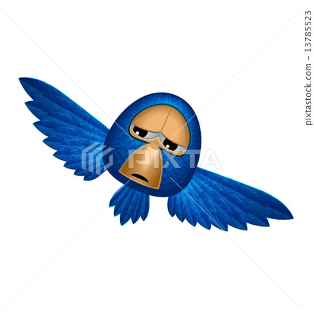 Angry blue bird soars and looks to you 13785523