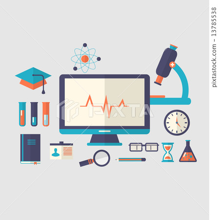 Set flat icon of objects chemical laboratory Set flat icon of objects chemical laboratory 13785538