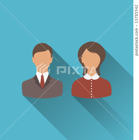 Male and female user avatars. Flat icons with long shadow Male and female user avatars. Flat icons with long shadow 13785542
