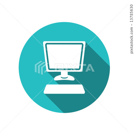 Computer and keyboard, flat icon with long shadows Computer and keyboard, flat icon with long shadows 13785630