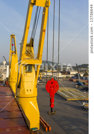 Big cranes with industry ship at port 13786644