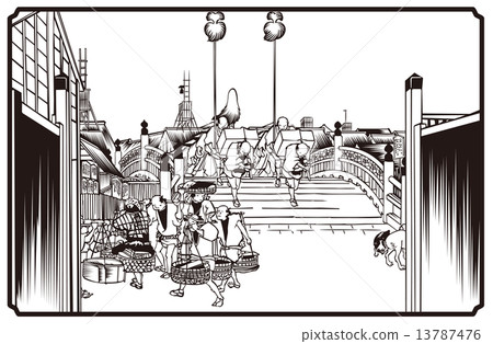 Utagawa Hiroshige Tokaido Goshiki Triangle Nihonbashi Asanosuke image illustration 13787476