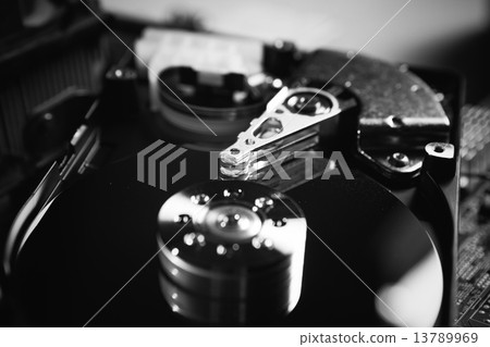 close up of hard disk with abstract reflection close up of hard disk with abstract reflection 13789969