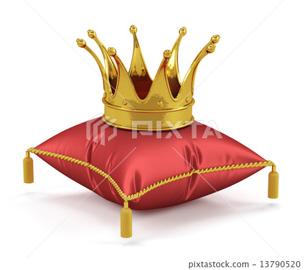 Golden king crown on the red pillow Golden king crown on the red pillow 13790520