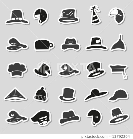 various black and gray hats stickers vector set eps10 13792204