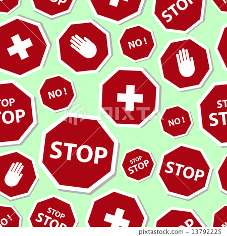red stop road sign set seamless pattern eps10 13792225
