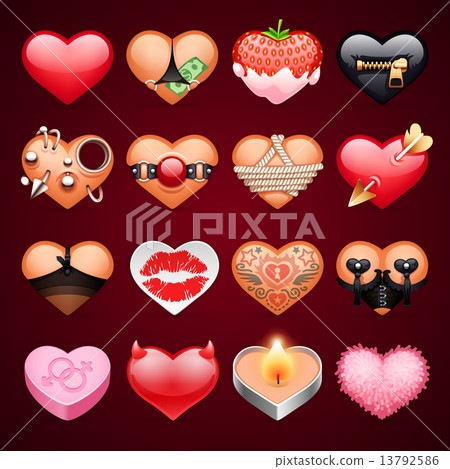 Set of Vector Sex Hearts Icons 13792586