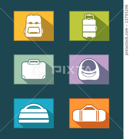 colorful icons set with bags 13793206
