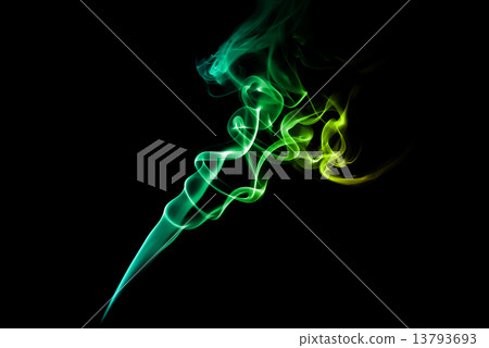 Green and blue smoke on dark Green and blue smoke on dark 13793693