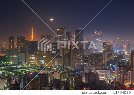 Tokyo night scene, panoramic view 13794029
