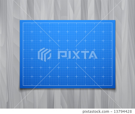 Blue isolated square grid with shadow isolated on wood texture 13794428