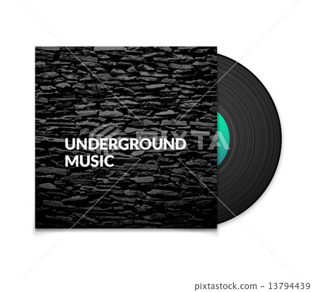 Black vintage vinyl record and black underground music cover case with grunge stone texture isolated Black vintage vinyl record and black underground music cover case with grunge stone texture isolated 13794439