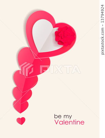 Valentines day background with paper hearts isolated on white background. 13794924