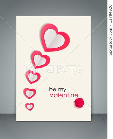 Valentines day background with paper hearts isolated on white background. 13794926