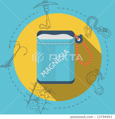 Flat design vector illustration for rock climbing. Magnesia 13794941