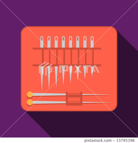 Needles set red pack flat vector icon 13795396
