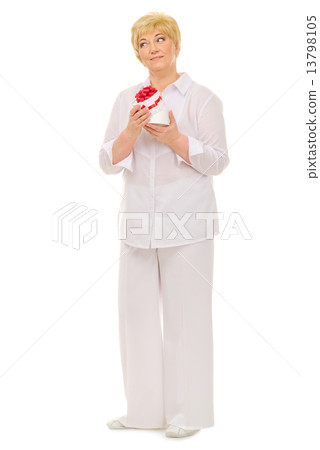 Happy senior woman with gift 13798105
