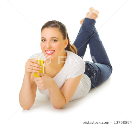 Young girl with orange juice 13798894