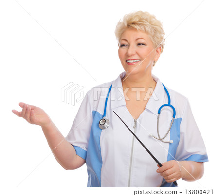 Mature doctor with pointer stick 13800421