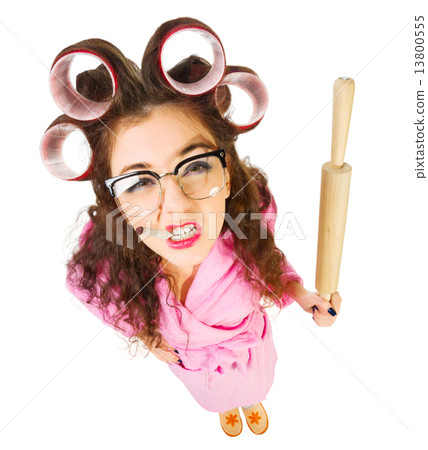 Funny housewife isolated Funny housewife isolated 13800555